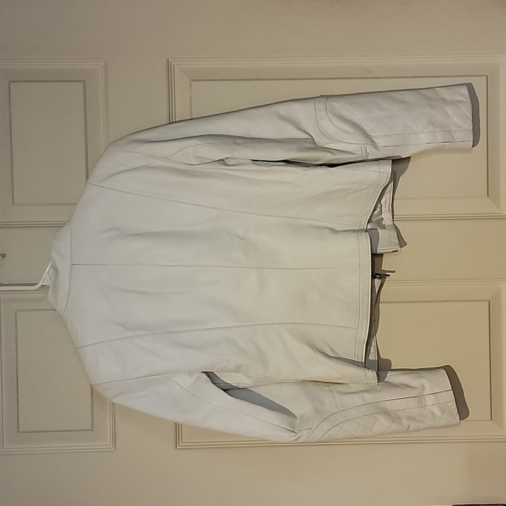 Cache' White leather moto jacket - Picture 5 of 6